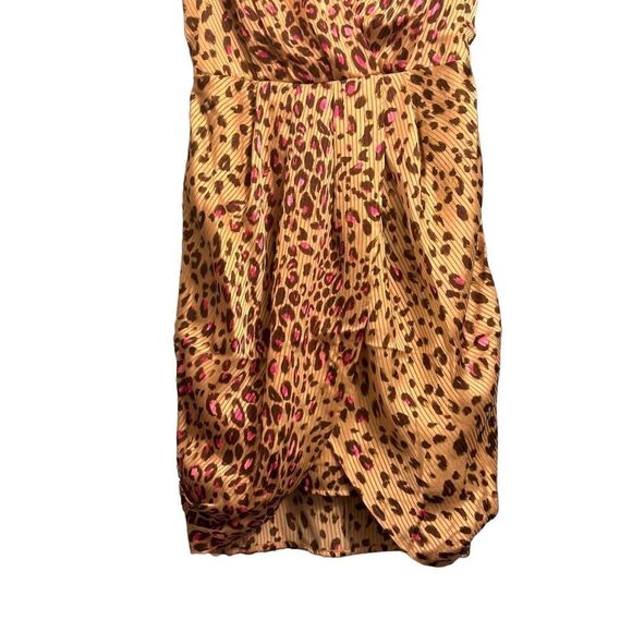 Express Small Leopard Print Draped Satin Mini Sheath Dress - Leopard print w/pin - Picture 7 of 16